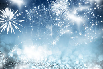 Fototapeta na wymiar fireworks at New Year and copy space