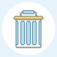  Trash basket flat line icon.