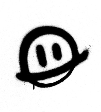Fototapeta graffiti smiling face emoticon in black on white