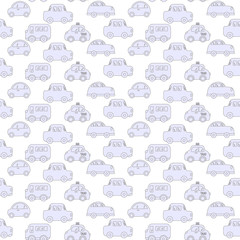 Seamless pattern - car, truck baby background for boys. Vector of Transportation colorful car pattern vector illustration