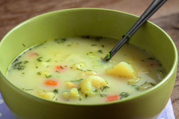Vegetable soup in bowl.