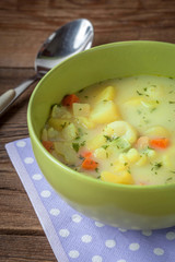 Vegetable soup in bowl.