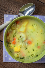 Vegetable soup in bowl.