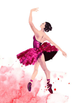 Watercolor ballerina hand painted Ballet dancer illustration