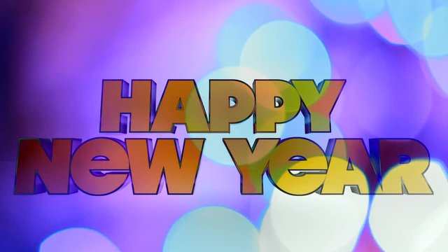 Happy New Year Abstract Blurred Bokeh Blinking Garland
