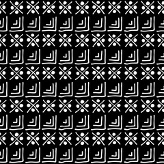 Seamless vector pattern. Black and white geometrical background with hand drawn little decorative elements.Simple design. Graphic vector illustration. Template for wrapping, background wallpaper cover
