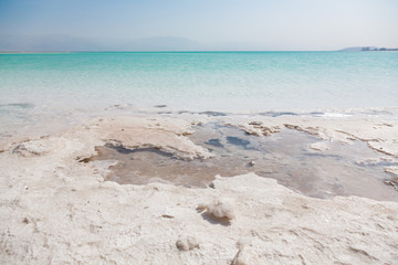 Natural salt crystals at the Dead Sea