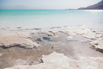 Natural salt crystals at the Dead Sea