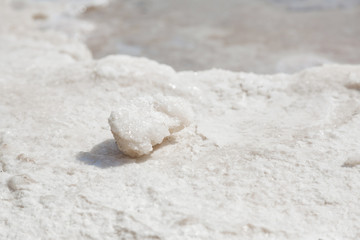 Natural salt crystals at the Dead Sea