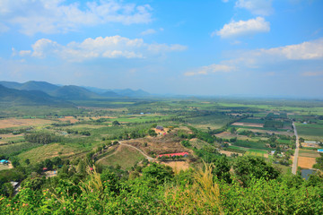 Obraz premium View of mountain forest natural landscape with sunny.