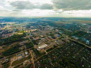 Aerial view of the Russian countryside in autumn