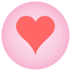 Scarlet heart on gradient pink background. Flat illustration