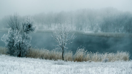 Cold winter morning by the river