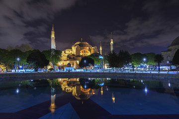 Fototapeta na wymiar Reflection of Hagia Sophia