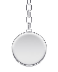 Blank round silver key chain isolated on white background. 3D illustration