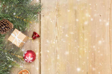 Christmas decoration on a wooden background