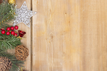 Christmas decoration on a wooden background