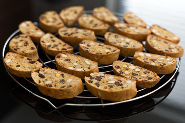 Cantuccini with pistachios, almonds and raisins