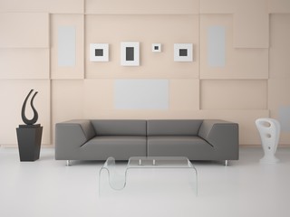 Fototapeta na wymiar Sophistication hi-tech style living room with a stylish sofa.