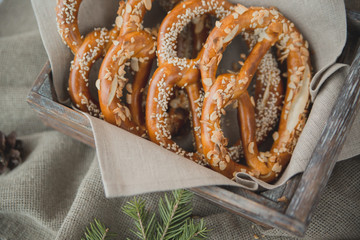 savory mini pretzels in the traditional looped knot shape