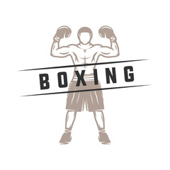 Vintage retro boxer. Can be used for logo, badge, emblem, mark