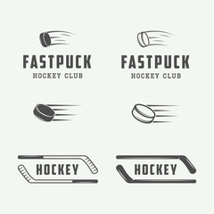 Fototapeta premium Set of vintage hockey emblems, logos, badges, labels