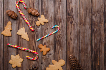 Christmas cookies on empty background