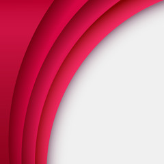 Abstract red layered curve vector background with copy space.
