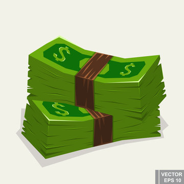 cartoon money cash stack bundles vector illustration