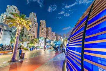 Dubai Marina skyline with city promenade at dusk © jovannig