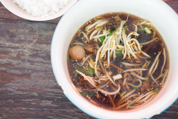 asian noodle soup with beef meatball