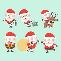 Obraz na płótnie Canvas Santa Claus illustration. Vector Christmas set. Collection of cute cartoon characters for a holiday. 