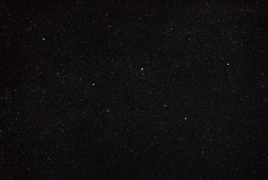 Night sky with stars and the constellation Cassiopeia. North hem