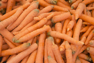 Organic carrots. Fresh organic carrots. Background texture of carrots. Healthy eating. Fall harvest, agricultural farming concept (selective focus)