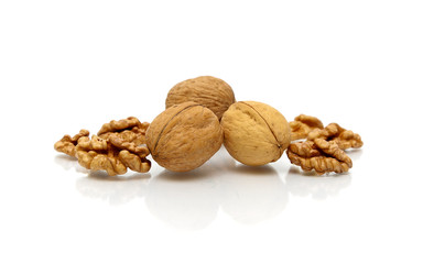 walnuts on a white background