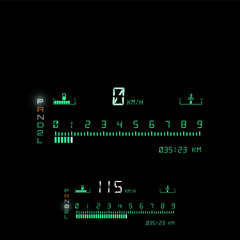 Electronic car dashboard, vector illustration