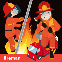 Fototapeta premium Fireman collection vector illustration