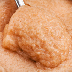 salty caviar of saffron cod with spoon close up