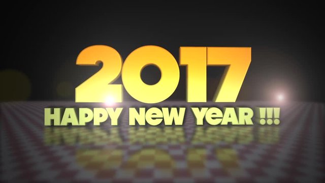 Happy New Year 2017 3D Gold Text