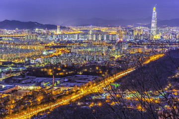 South Korea capital city at night.