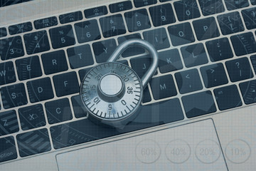 Padlock on Keyboard computer security concept