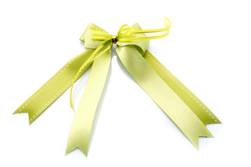 Green ribbon on White background