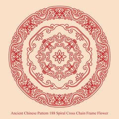 Ancient Chinese Pattern of Spiral Cross Chain Frame Flower