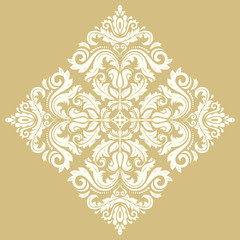 Elegant ornament in the style of barogue. Abstract traditional pattern with oriental elements. Light blue and white pattern