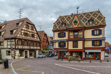 Street in Obermai, Alsace, France