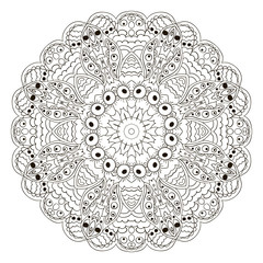 Mandala. Zentangl round ornament. Relax. Oriental pattern. coloring