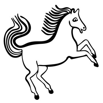 Vector illustration of horse black and white