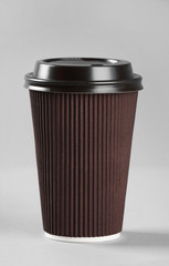Coffee cup on grey background