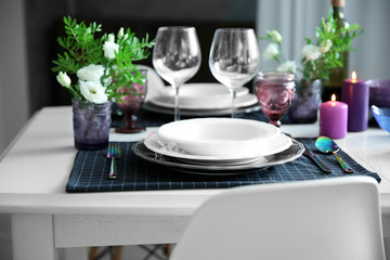 Beautiful table setting in restaurant