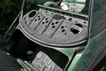 Destroyed car, close up